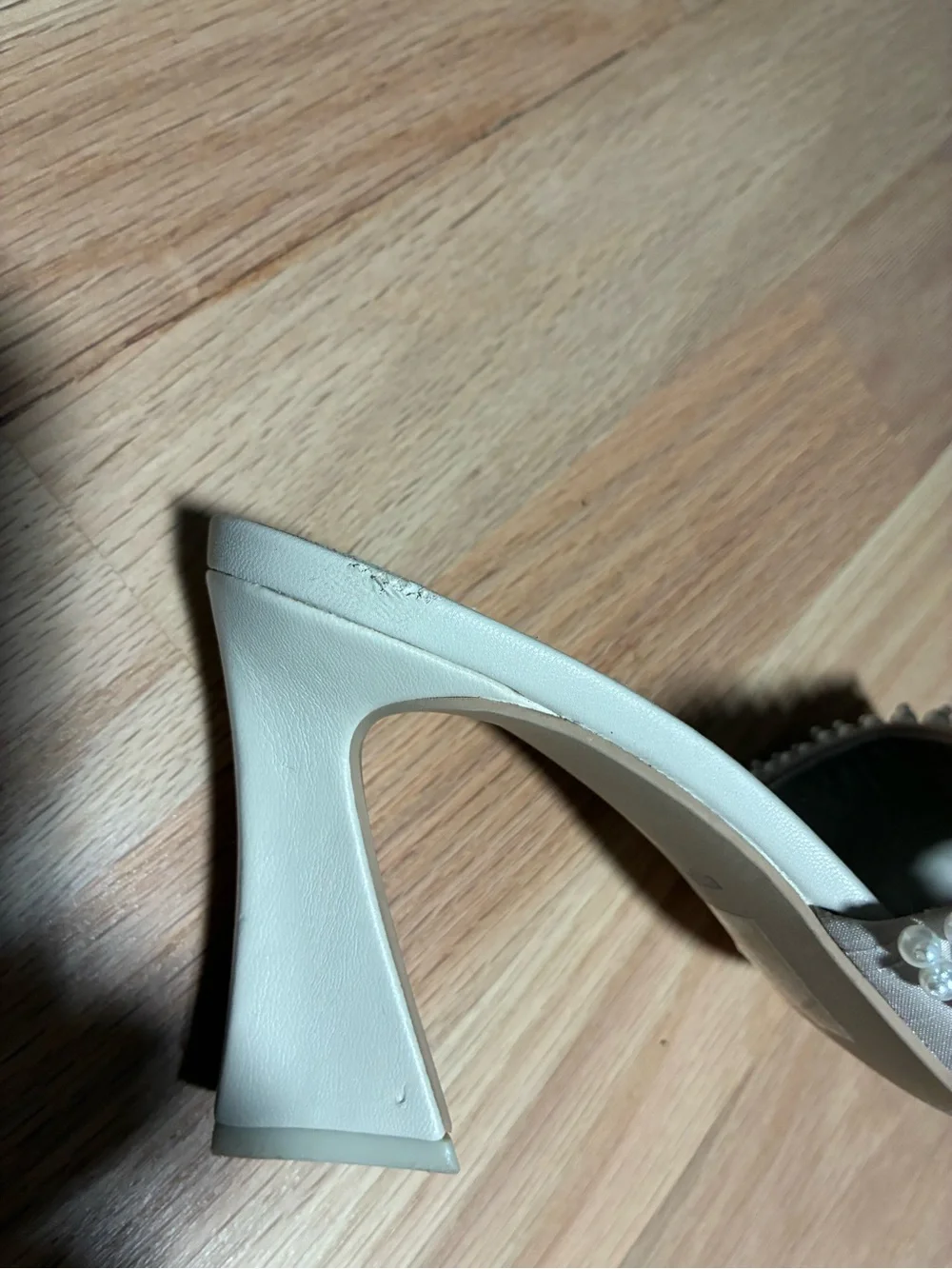 Dolce Vita Ivory Pearl-Embellished Slide Heels
